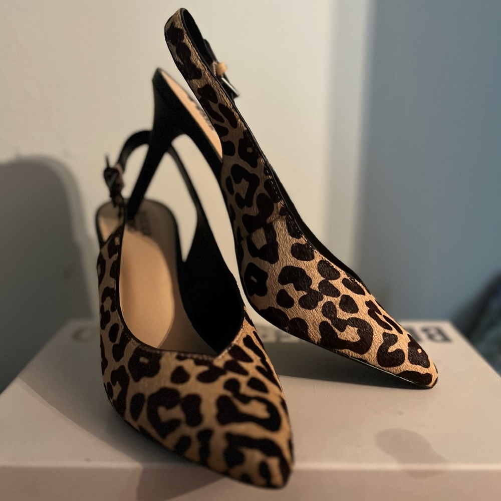NWOT leopard print sling backs